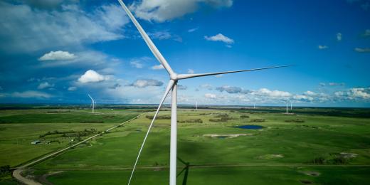 wind turbines at the cowessess-src wind-battery-solar site