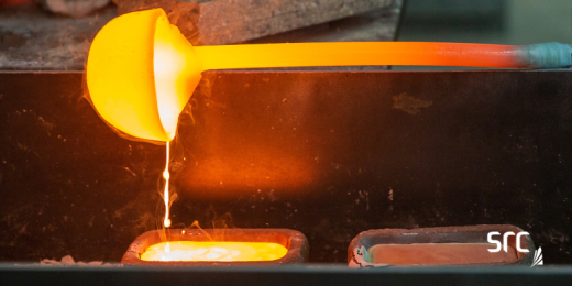 pouring molten rare earth metals into an ingot mold at src