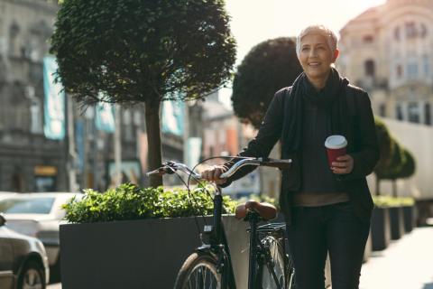 businesswoman commuting to work