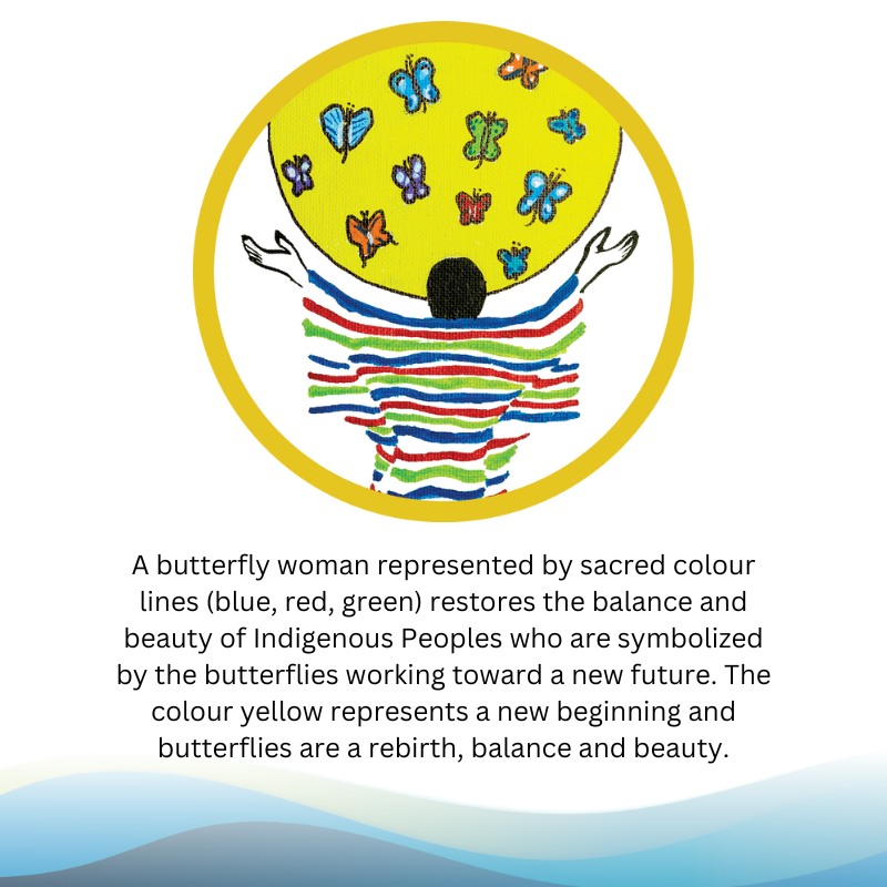 employment icon with butterfly woman in front of yellow sun with butterflies