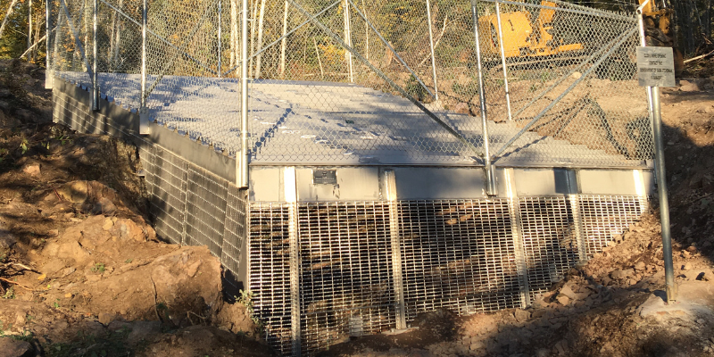 bat-friendly stainless steel cap covering mine shaft